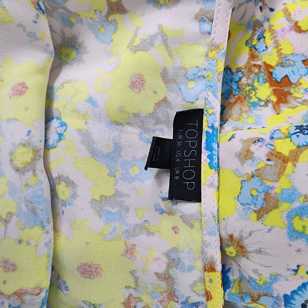 Topshop Floral Romper Shirts Pastel Multi Color Ruffles Straps Shorts Jumpsuit - Picture 6 of 7